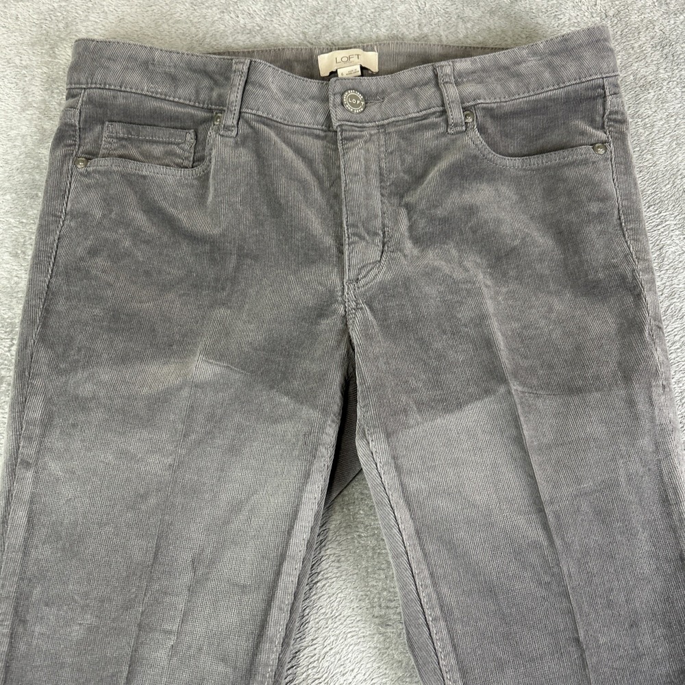 LOFT Womens 6 Gray Corduroy Curvy Skinny Stretch Pants Career Boho College Y2K - Picture 3 of 13